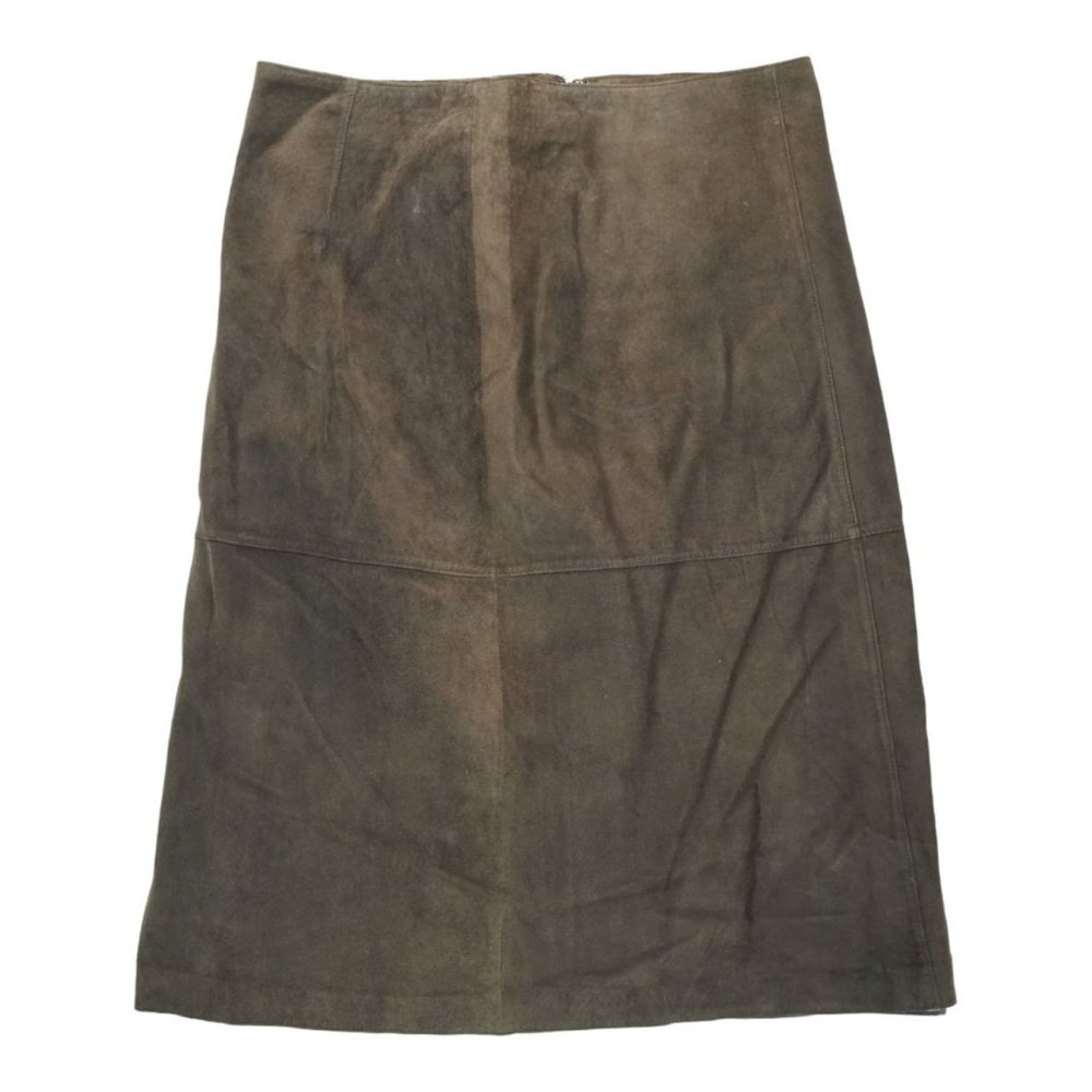 Vintage Skirt Women 10 Brown Dark Retro Straight Shell Leather  Lining Nylon Y2K